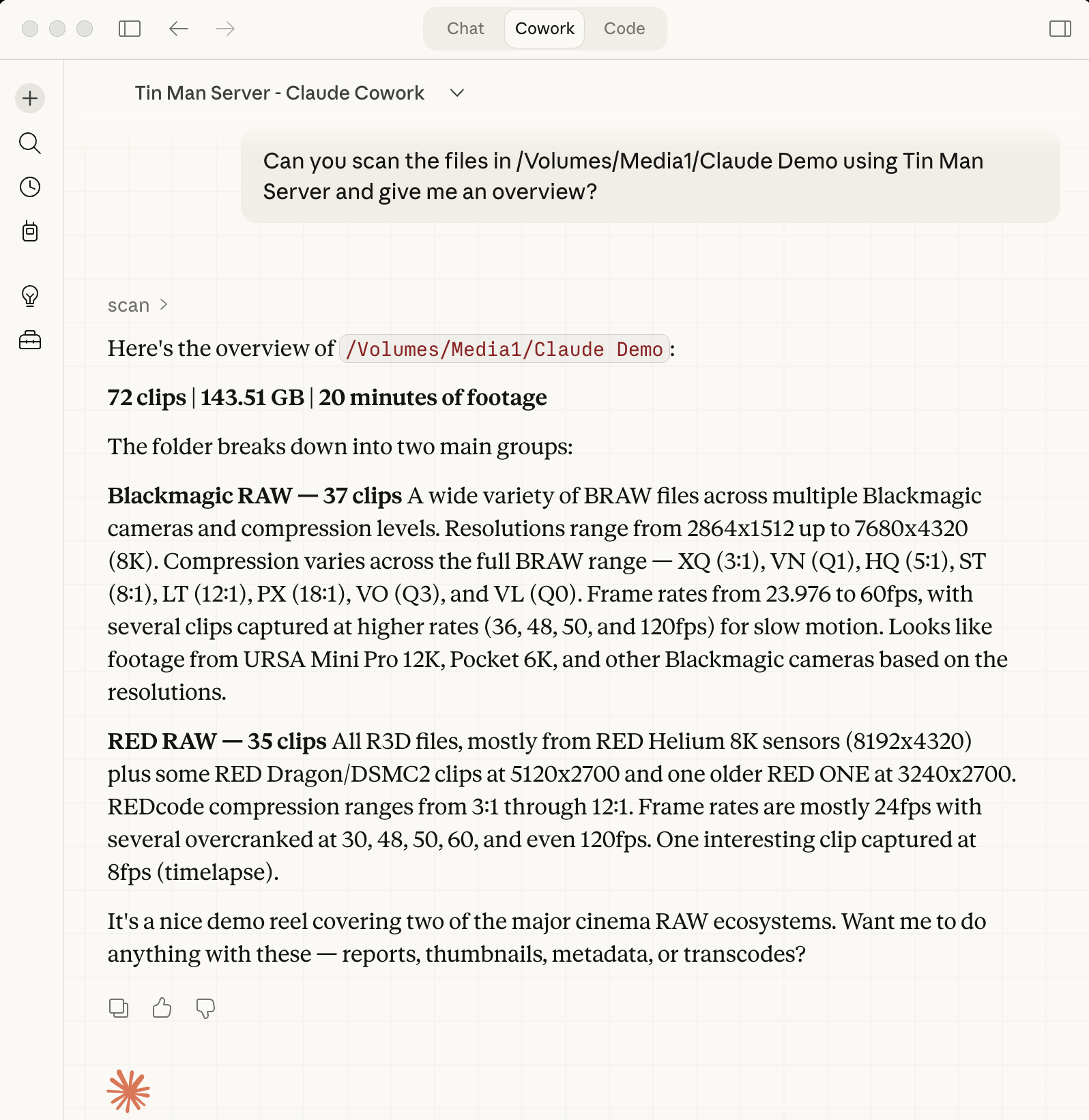 Claude Cowork scanning metadata